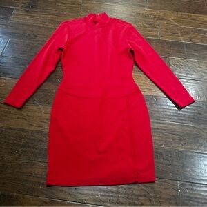 Andrea Jovine Vibrant Red Long Sleeve Dress